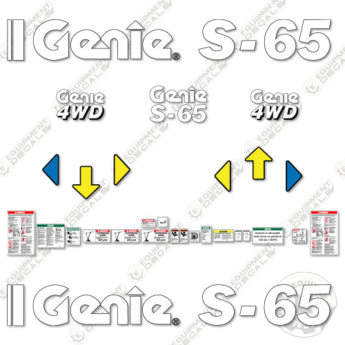 Fits Genie S-65 Vertical Mast Lift Decal Kit (1990s Style)
