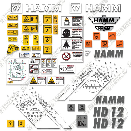 Fits HAMM HD12 Decal Kit Tandem Roller – Equipment Decals