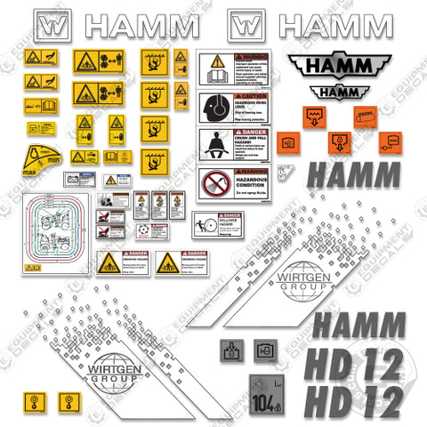 Fits HAMM HD12 Decal Kit Tandem Roller