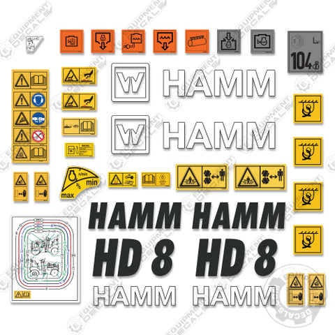 Fits HAMM HD8 Decal Kit Tandem Roller