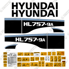 Fits Hyundai HL757-9A Decal Kit Wheel Loader