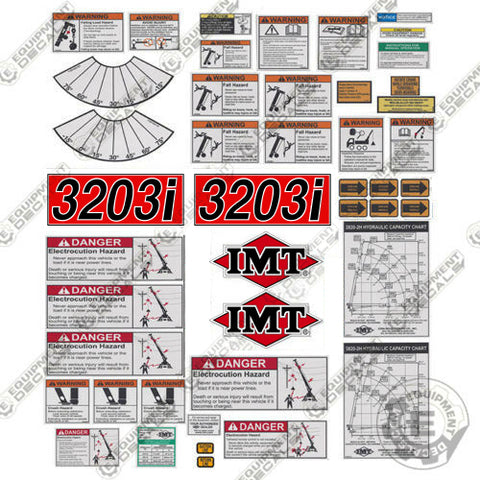 Fits IMT 3203i Decal Kit Crane Truck Warning Set (Old Style)