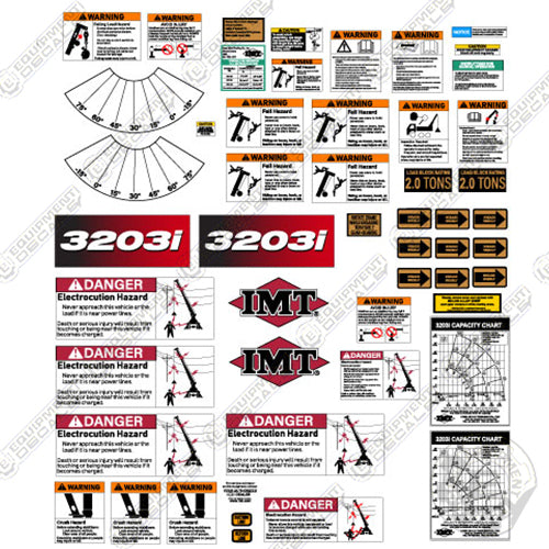 Fits IMT Crane Truck 3203i Series Full Safety Decal Kit with Logos