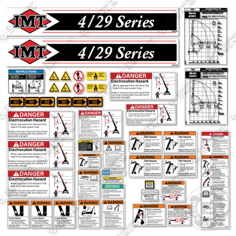 Fits IMT 4/29 K2 Decal Kit Boom Lift (with generic warnings)