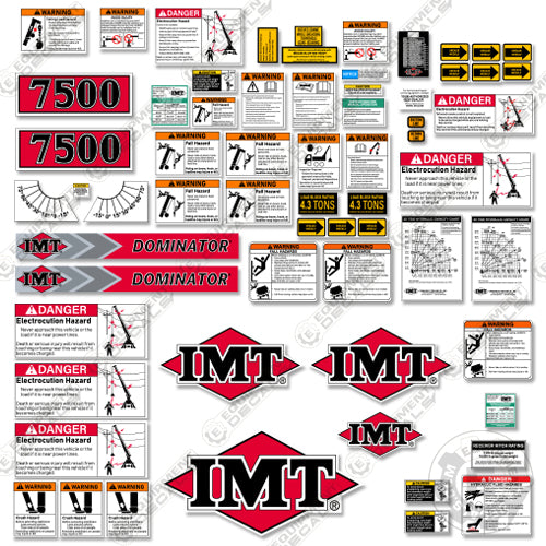Fits IMT 7500 Decal Kit With Safety Stickers - Crane Truck (30 FT Version)