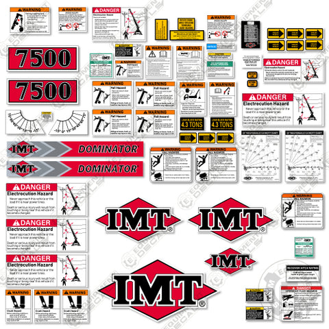 Fits IMT 7500 Decal Kit With Safety Stickers - Crane Truck (22 FT Version)
