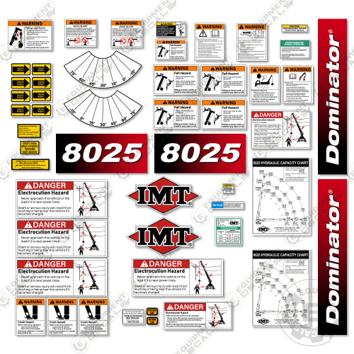 Fits IMT 8025 Decal Kit Crane Truck Warning Set (New Style)