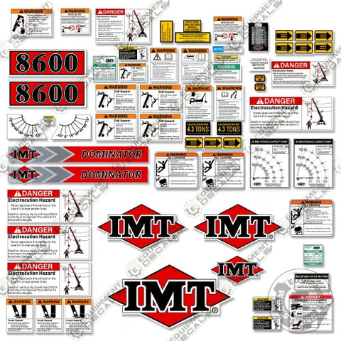 Fits IMT 8600 Decal Kit With Safety Stickers - Crane Truck (22 FT Version)