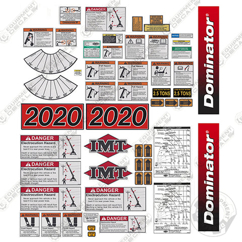 Fits IMT Crane Truck 2020 Dominator Series Full Safety Decal Kit with Logos