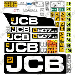 Fits JCB 507-42 Decal Kit Telehandler (Style 1) - Matte Finish