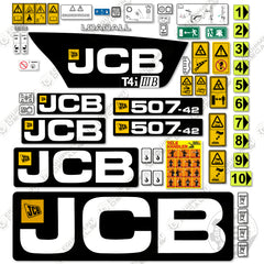 Fits JCB 507-42 Decal Kit (T4i IIIB) Telehandler - Matte Finish