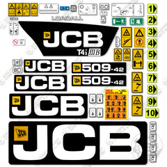 Fits JCB 509-42 Decal Kit (T4i IIIB) Telehandler - Matte Finish