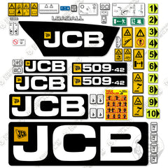 Fits JCB 509-42 Decal Kit Telehandler - Matte Finish