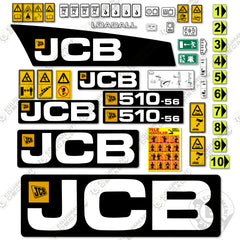 Fits JCB 510-56 Decal Kit (2012) Telehandler (Matte Finish)