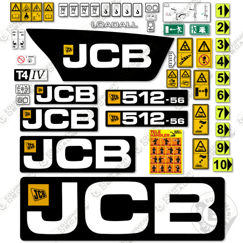Fits JCB 512-56 Decal Kit (Tier 4) Telehandler - Matte Finish