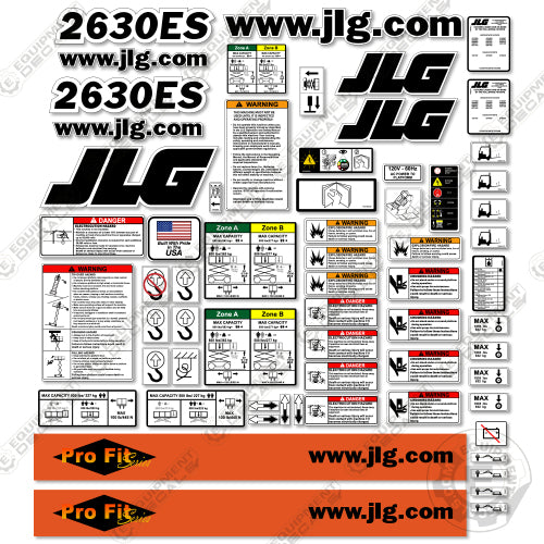 Fits JLG 2630ES Decal Kit Scissor Lift Equipment Decals