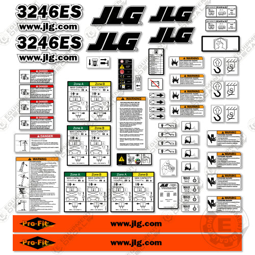 Fits JLG 3246ES Decal Kit Scissor Lift (ProFit) Equipment Decals