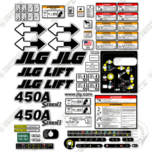 Fits JLG 450A Decal Kit (SERIES II) Boom Lift Equipment Decals