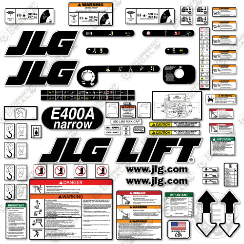 Fits JLG E400A Narrow Decal Kit Electric Boom Lift