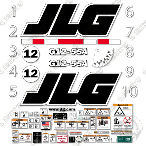 Fits JLG G12-55A Decal Kit Telehandler