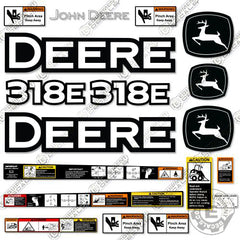 Fits John Deere 318E Decal Kit Skid Steer - Warning Stickers