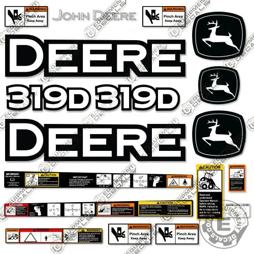 Fits John Deere 319D Decal Kit Skid Steer - Warning Stickers