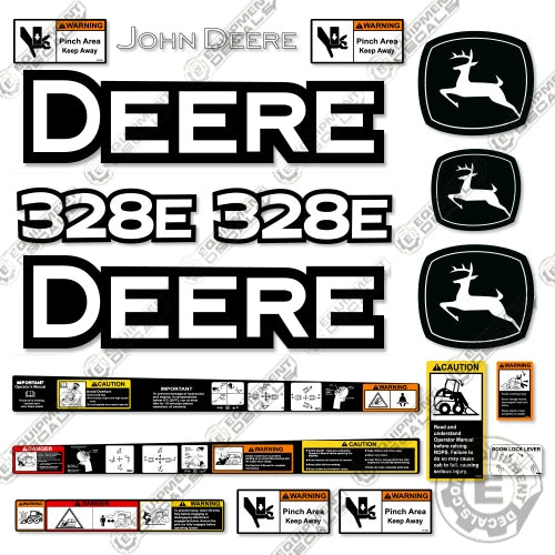 Fits John Deere 328E Decal Kit Skid Steer - Warning Sticker Set
