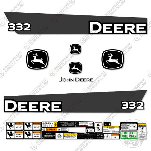Local 332 Sticker Fits John Deere 332 Decal Kit Skid Steer – Equipment Decals