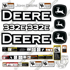 Fits John Deere 332E Decal Kit Skid Steer - Warning Stickers