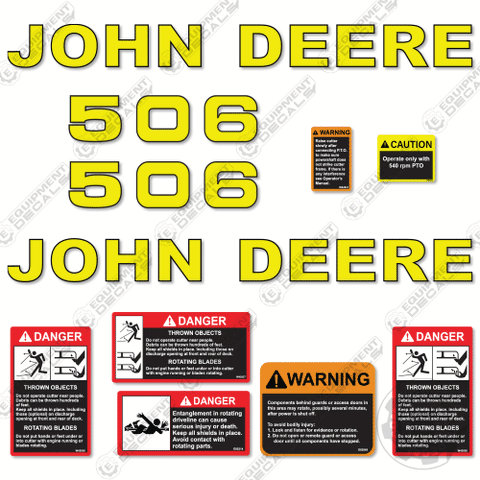 Fits John Deere 506 Decal Kit Rotary Cutter