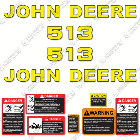 Fits John Deere 513 Decal Kit Rotary Cutter