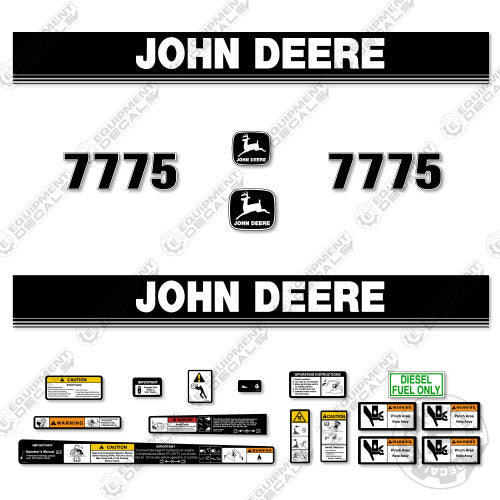 Fits John Deere 7775 Decal Kit Skid Steer