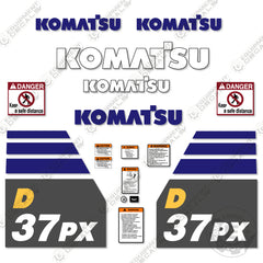 Fits Komatsu D37PX-23 Decal Kit Dozer (Also Fits 24 series)
