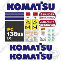 Fits Komatsu PC 138 USLC-8 Decal Kit Excavator