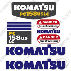Fits Komatsu PC158US-2 Decal Kit Excavator (Custom Modern Style)