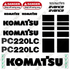 Fits Komatsu PC220LC-6 Decal Kit Excavator