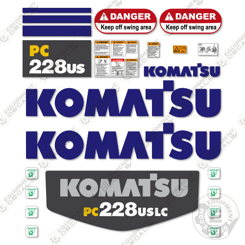 Fits Komatsu PC228US Decal Kit Midi Excavator