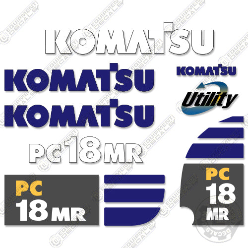 Fits Komatsu PC18MR-2 Decal Kit Mini Excavator Decals