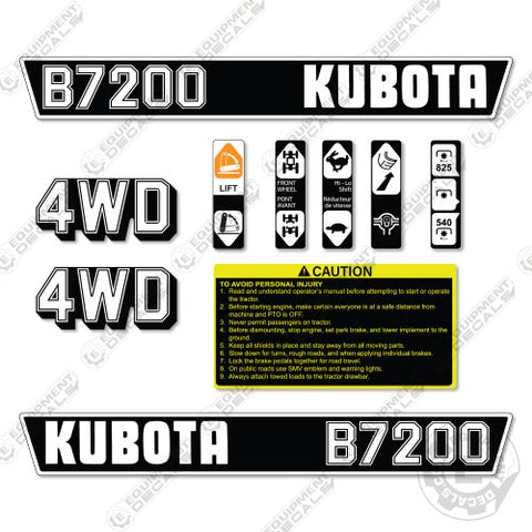 Fits Kubota B7200 Decal Kit Tractor