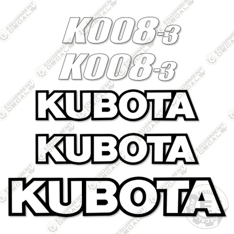 Fits Kubota K008-3 Mini Excavator Decal Kit