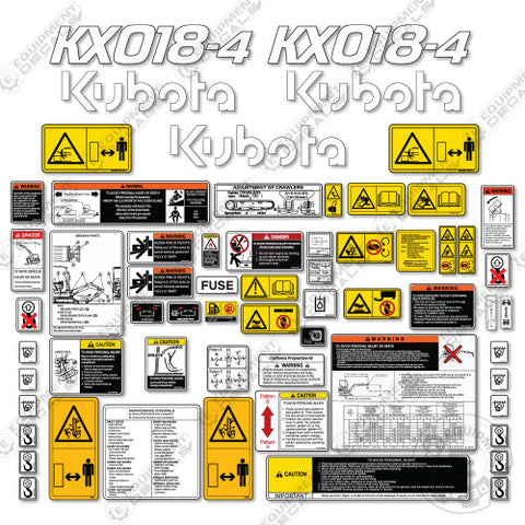 Fits Kubota KX018-4 Decal Kit Mini Excavator