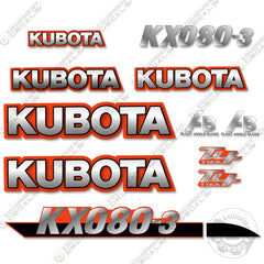 Fits Kubota KX080-3 Decal Kit Mini Excavator