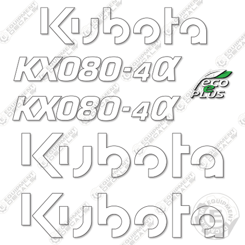 Fits Kubota KX080-4a Mini Excavator Decal Kit