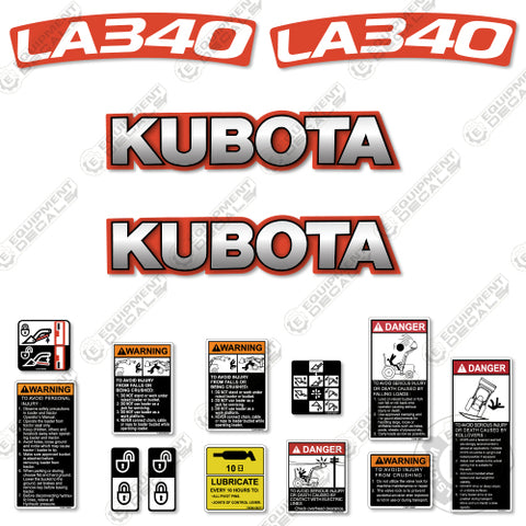Fits Kubota LA340 Decal Kit Tractor Front End Loader Attachment