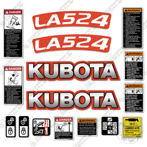 Fits Kubota LA524 Decal Kit Tractor Front End Loader Attachment
