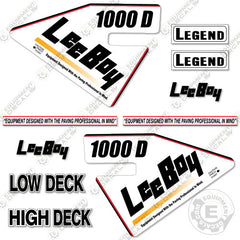 Fits LeeBoy 1000D Decal Kit Asphalt Paver (White Version)