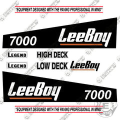 Fits LeeBoy 7000 Asphalt Paver Decal Kit (Black)