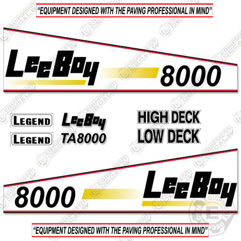 Fits LeeBoy 8000 Asphalt Paver Decal Kit