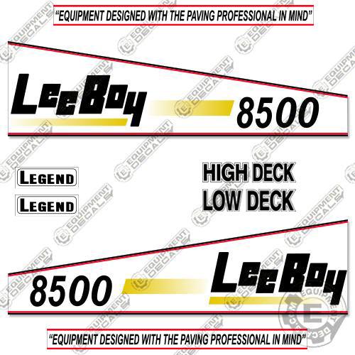 Fits LeeBoy 8500 Asphalt Paver Decal Kit