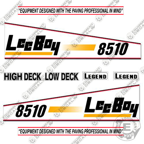 Fits LeeBoy 8510 Asphalt Paver Decal Kit (White Style)